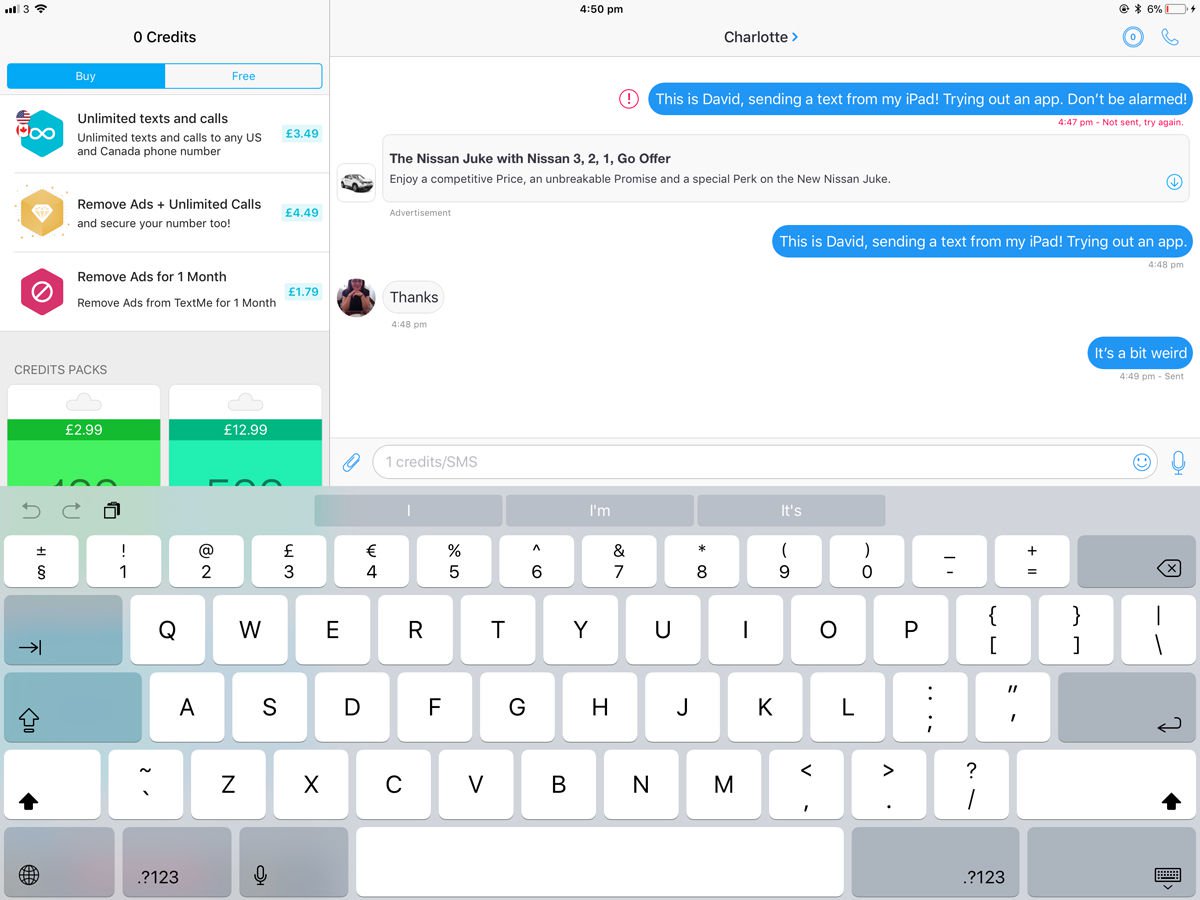 How to send a text from an iPad: TextMe