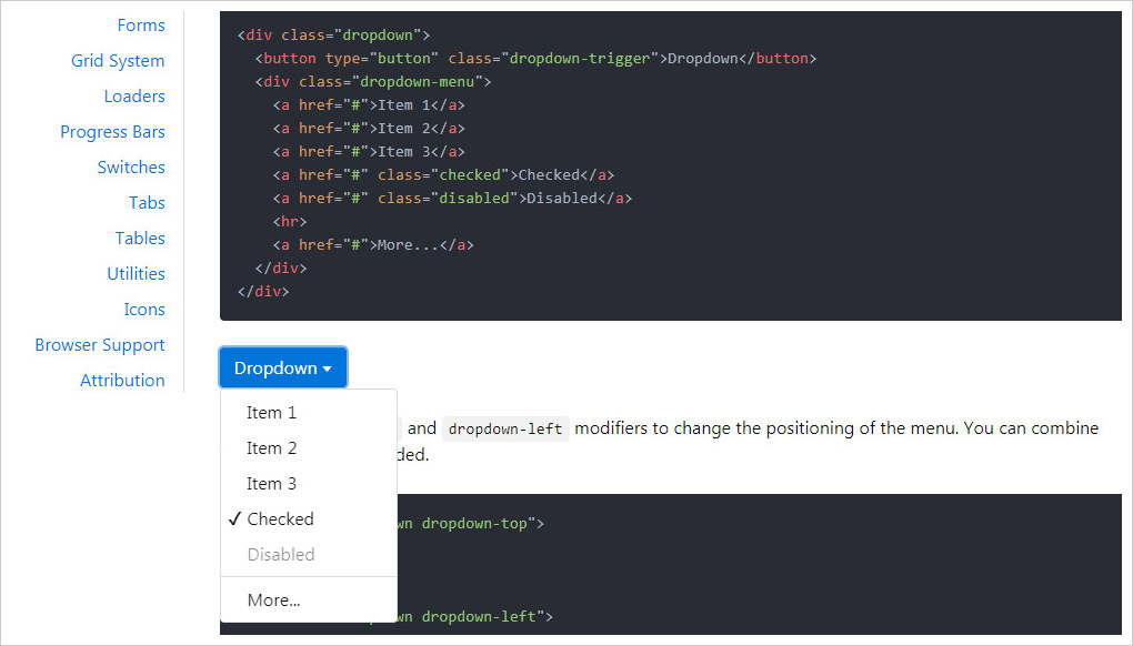 Shoelace.css stylesheet dropdown sample